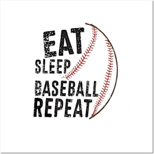 Eat Sleep Baseball Repeat Funny Baseball Player Posters and Art